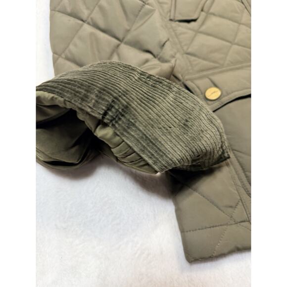 Lauren Ralph Lauren Quilted Barn Jacket Rock Moss Gold Hardware M-PT NWT - Picture 9 of 12